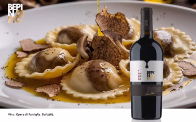 Greccio Rosso und Ravioli mit schwarzen Trüffeln: die Eleganz in einem Leckerbissen